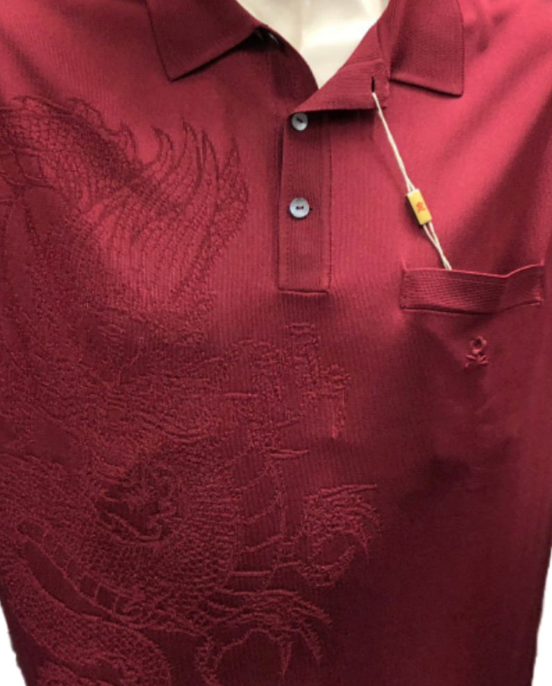 短袖絲質MONTAGUT  short sleeves fil lumiere- 323333-9195 棗紅色龍花dragon pattern